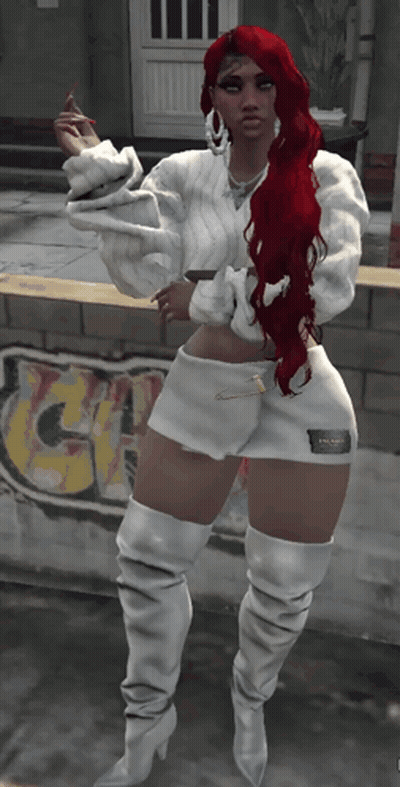 Red Haired Woman Near Graffiti Ch GIF