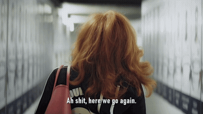 Red Haired Woman Saying Ah Shit Here We Go Again GIF