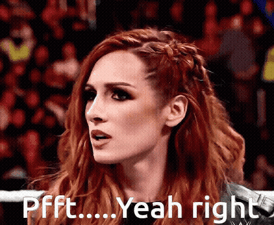 Red-Haired Woman Says Pfft Yeah Right To Crowd GIF