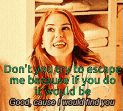 Red-Haired Woman Smiling Saying Don't You Try To Escape Me GIF