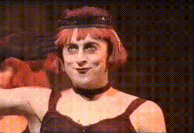 Red-Haired Woman With Black Hat And Choker GIF