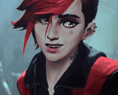 Red-Haired Woman With Number Six Face Tattoo GIF