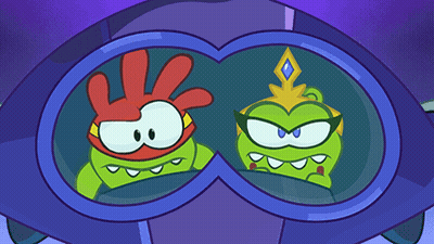Red Hand Cartoon And Green Crown Character GIF