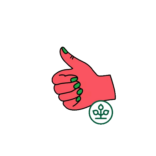 Red Hand With Green Nail Polish Thumbs Up Sticker