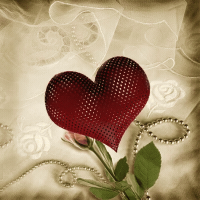 Red Heart Beside Rose And Necklace GIF