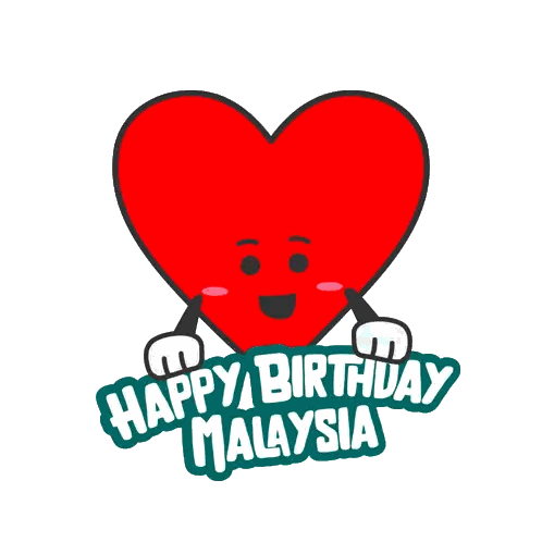 Red Heart Holding Happy Birthday Malaysia Sign Sticker
