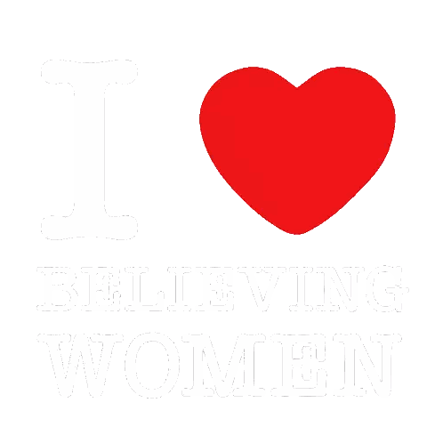 Red Heart I Love Believing Women Sticker