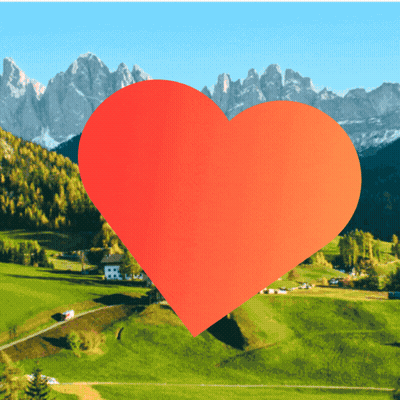 Red Heart In Front Of Mountain Range GIF