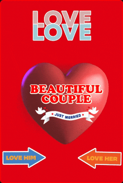 Red Heart Love Beautiful Couple Just Married GIF