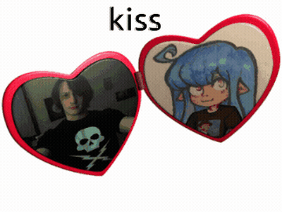 Red Heart Mirror With Boy And Girl GIF