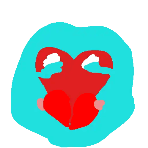 Red Heart On Blue Surface Sticker