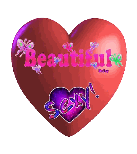 Red Heart Saying Beautiful Sexy Sticker