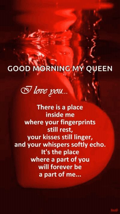 Red Heart Saying Good Morning My Queen GIF