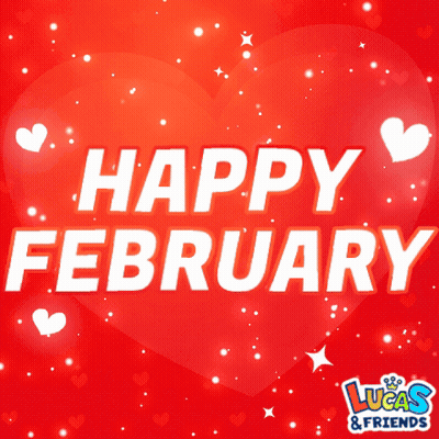 Red Heart Saying Happy February GIF