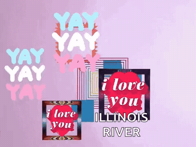 Red Heart Saying I Love You Illinois River On Pink Background GIF