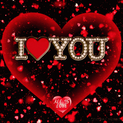 Red Heart Saying I Love You Surrounded By Hearts GIF