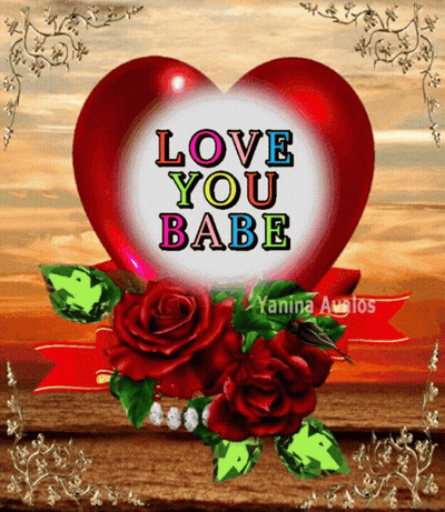 Red Heart Saying Love You Babe GIF