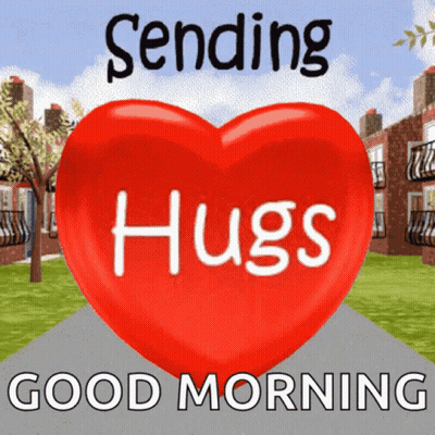 Red Heart Sending Hugs Good Morning GIF