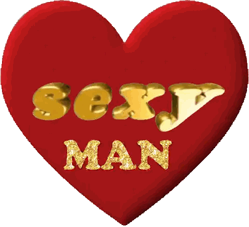 Red Heart Sexy Man Gold Letters Sticker