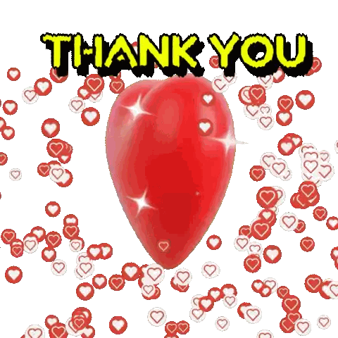 Red Heart Surrounded By Hearts Saying Thank You Sticker