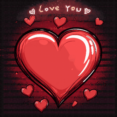 Red Heart Surrounded By Smaller Hearts Love You GIF