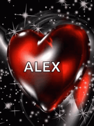 Red Heart With Alex Surrounded By Stars GIF