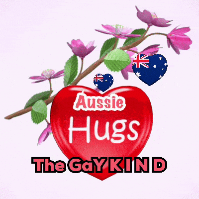 Red Heart With Aussie Hugs Gay Kind GIF