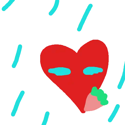 Red Heart With Blue Wings Holding Strawberry Sticker