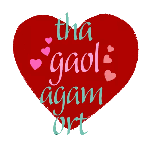 Red Heart With Gaelic Love Phrase Sticker