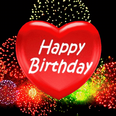 Red Heart With Happy Birthday GIF