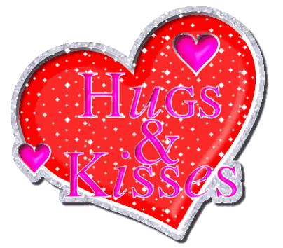 Red Heart With Hugs And Kisses Text Sticker