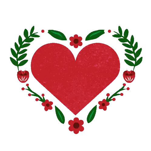 Red Heart With I Love You And Flowers Sticker