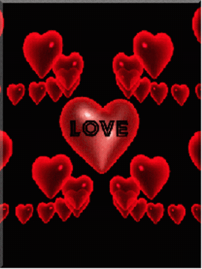 Red Heart With Love Surrounded By Hearts GIF