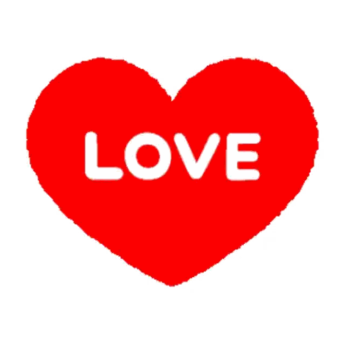 Red Heart With Love Text Sticker