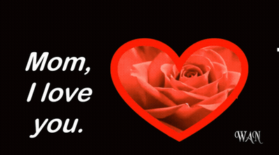 Red Heart With Rose Saying Mom I Love You GIF