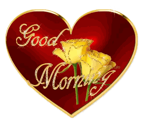 Red Heart With Roses Good Morning Sticker