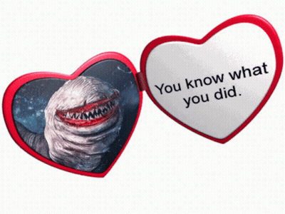 Red Heart With Shark Saying You Know What You Did GIF
