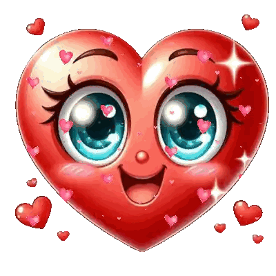 Red Heart With Smiling Face And Hearts Sticker