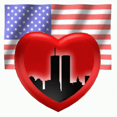 Red Heart With Twin Towers GIF
