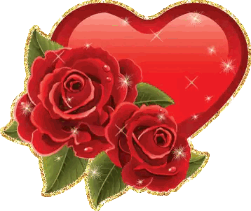 Red Heart With Two Roses Sticker
