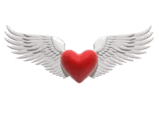 Red Heart With White Angel Wings Sticker