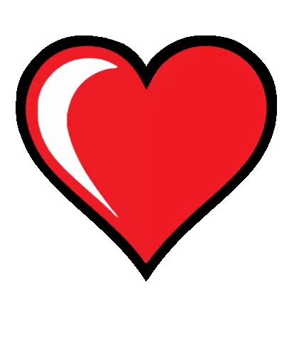 Red Heart With White Middle Line Sticker