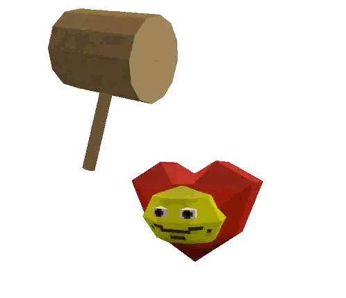 Red Heart With Yellow Face And Wooden Hammer Sticker