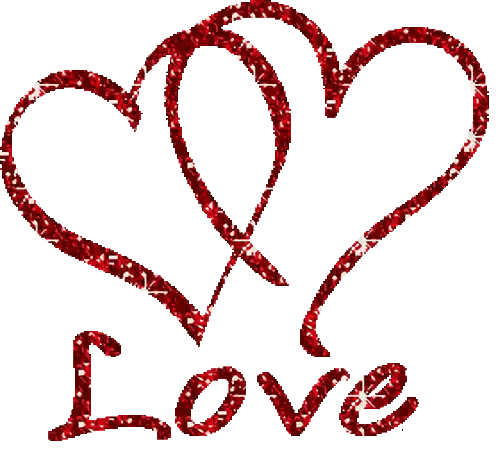 Red Hearts And Love In Red Glitter Sticker