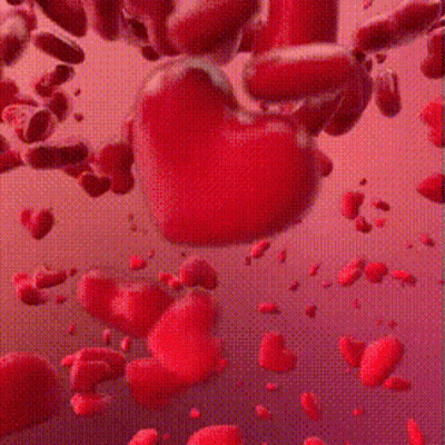 Red Hearts Floating In Red Liquid GIF