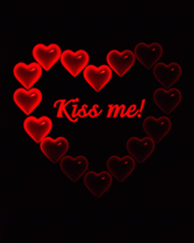 Red Hearts Forming Heart Saying Kiss Me GIF
