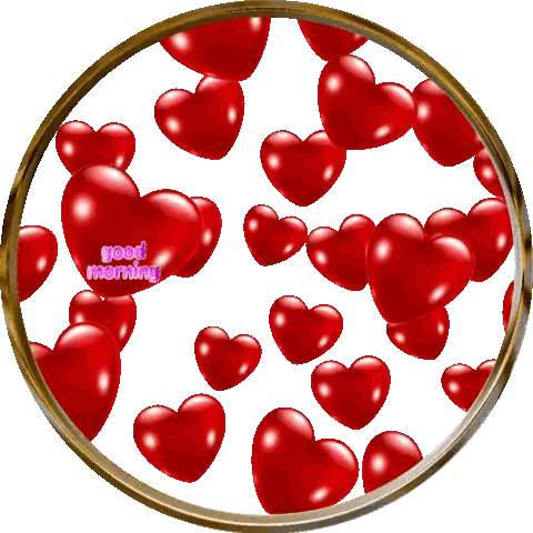 Red Hearts In Circle Good Morning Sticker