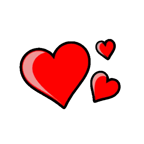 Red Hearts With Black Outlines Sticker