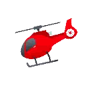 Red Helicopter Flying Over White Background Sticker