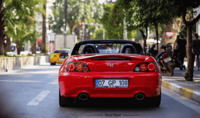 Red Honda Sports Car License Plate 07 GP 108 GIF